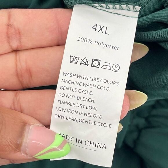 Emerald Green Pull-On Paperbag Waist Wide Leg Pants 4XL High Rise Lightweight - Picture 9 of 10